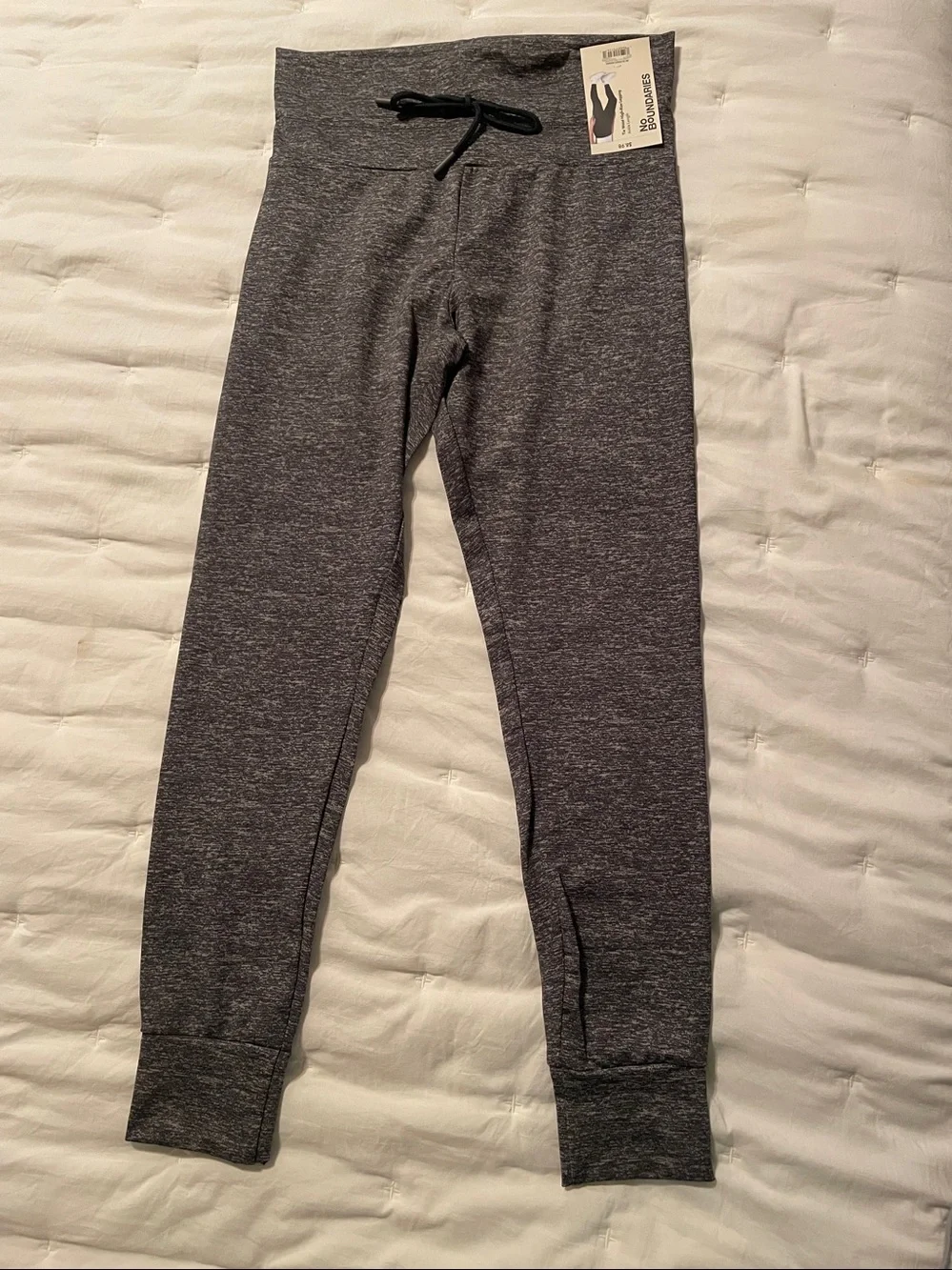 No Boundaries Gray Marled Tie-Waist High-Rise Leggings